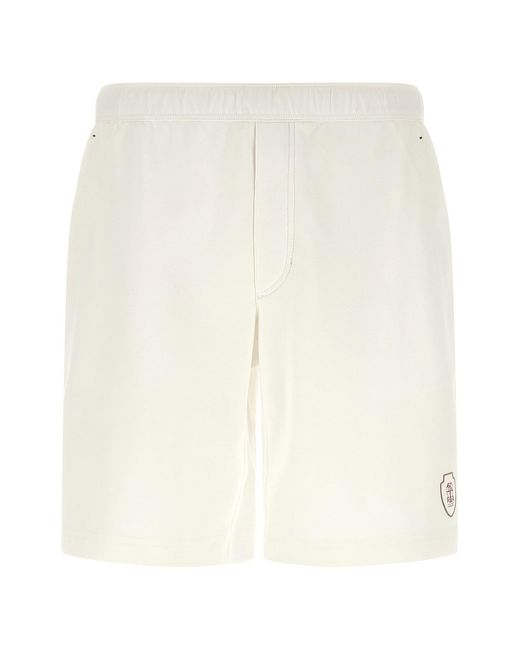 Brunello Cucinelli White Interlock Cotton Bermuda Shorts for men