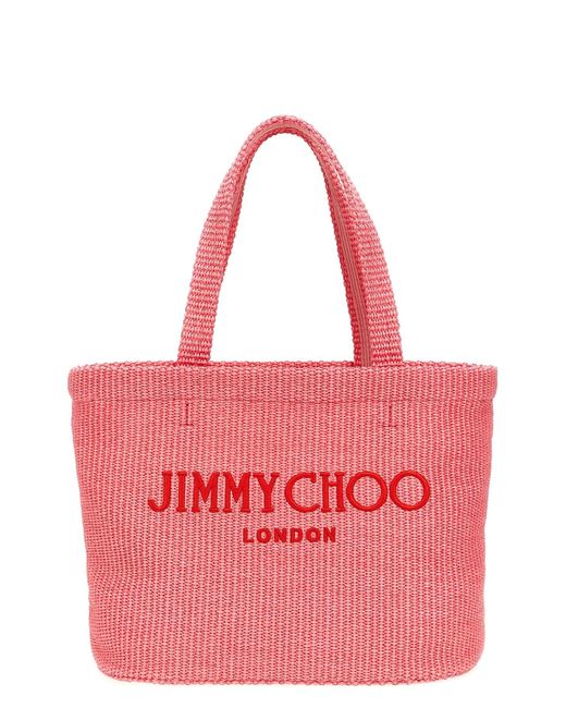 Jimmy Choo Red 'beach Tote E/w' Shopping Bag