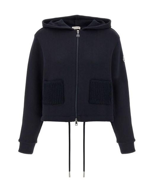 Moncler Blue Knit Pockets Hoodie