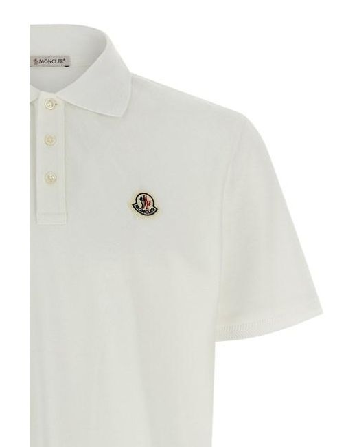 Polo Patch Logo di Moncler in White da Uomo
