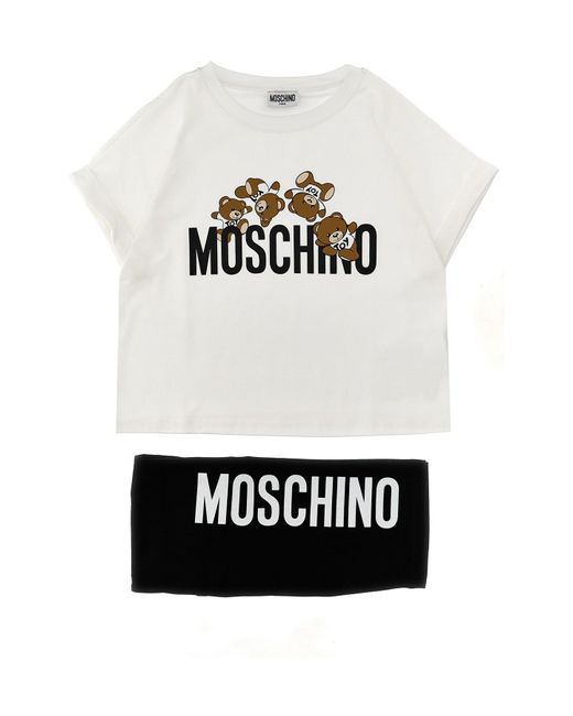 Moschino Black Logo Print T-shirt + Leggings Set