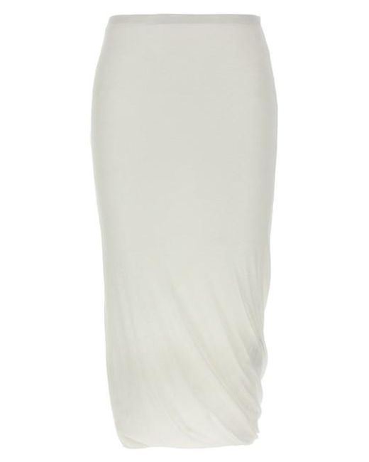 Gonna midi 'Twisted' di Jil Sander in White