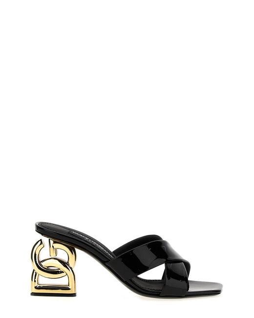 Dolce & Gabbana Black Mules Mit Logo Im Absatz