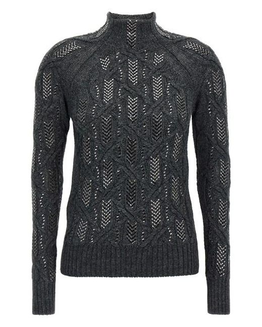 Ermanno Scervino Black Crystal Braid Sweater