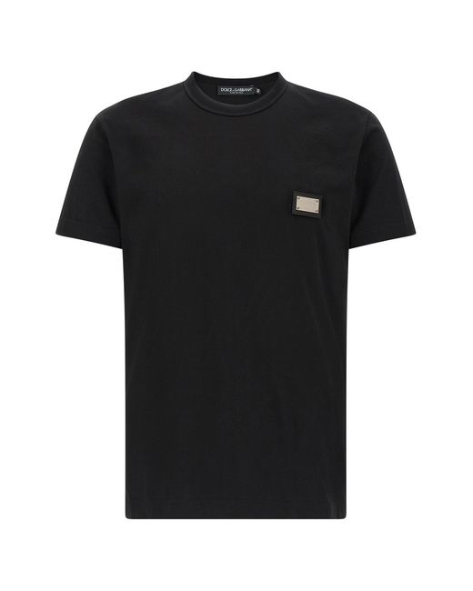 Dolce & Gabbana Black Logo Plate T-shirt for men