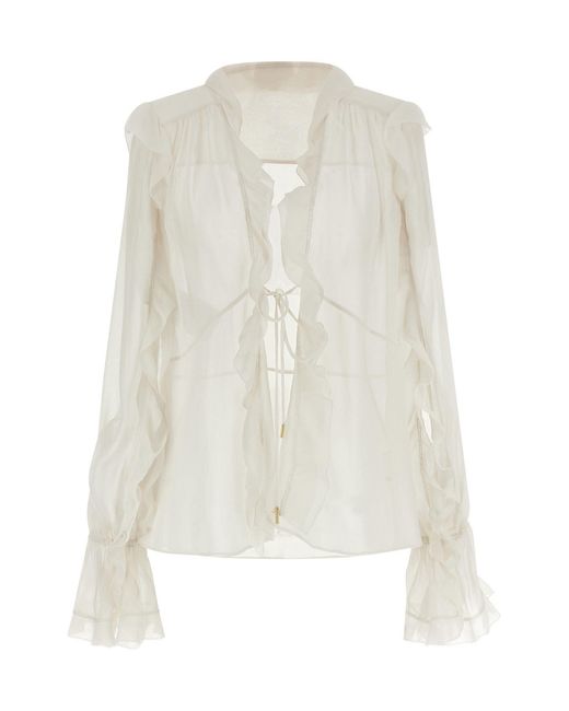 Alberta Ferretti White Silk Blouse