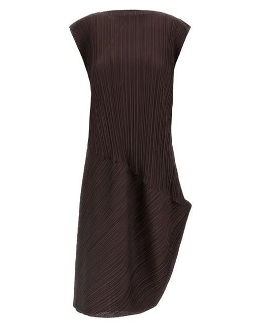 Abito Midi di Pleats Please Issey Miyake in Brown