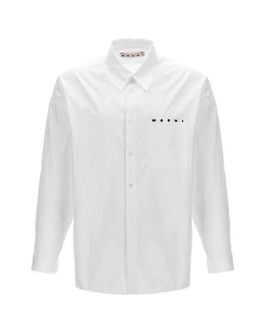 Marni Hemd Mit Logodruck in White für Herren