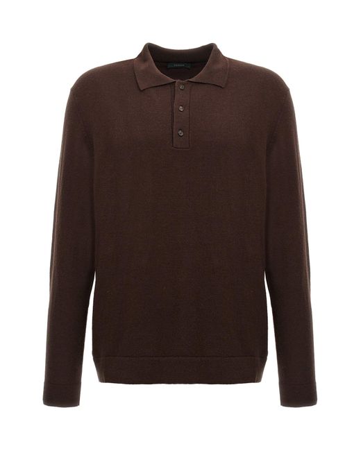 Zanone Brown Cashmere Wool Polo Shirt for men