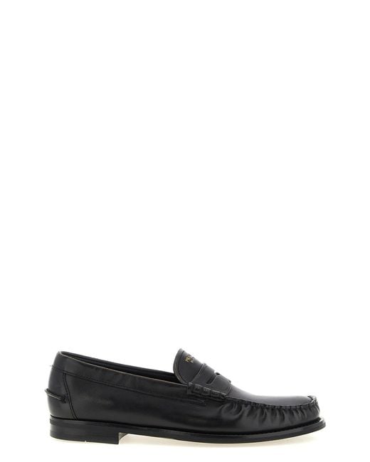 Prada Black Antiqued Leather Loafers for men