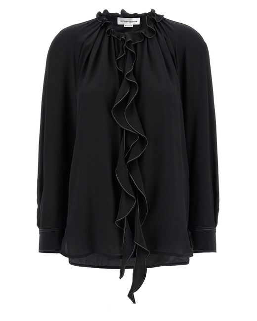 Victoria Beckham Black 'ruffle' Blouse