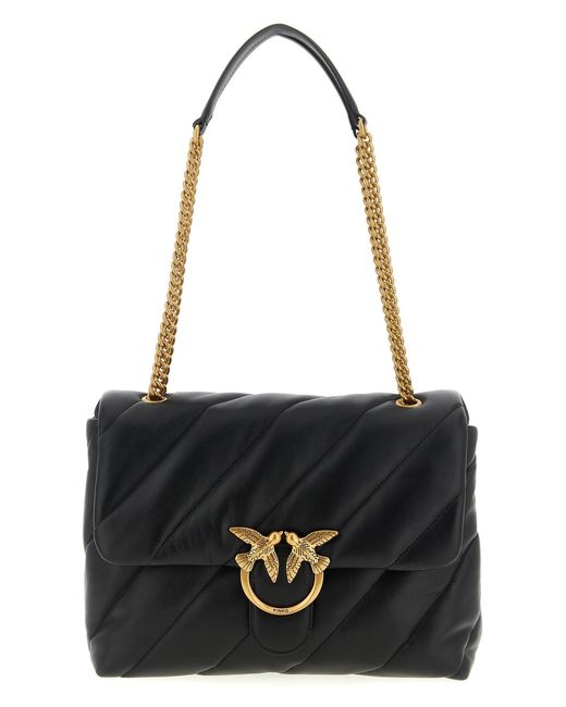 Pinko Black Big Love Puff Maxi Quilt Bag