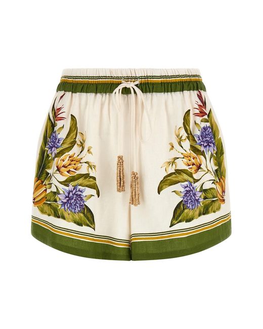 Farm Rio Green 'sand Tropical Scarf' Shorts