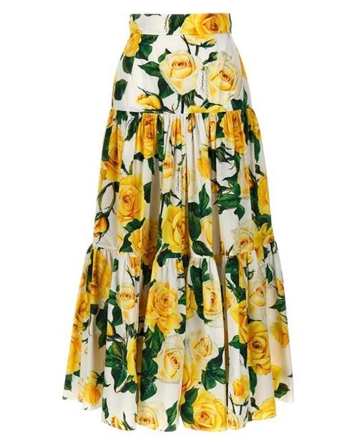 Dolce & Gabbana Yellow 'rose Gialle' Skirt