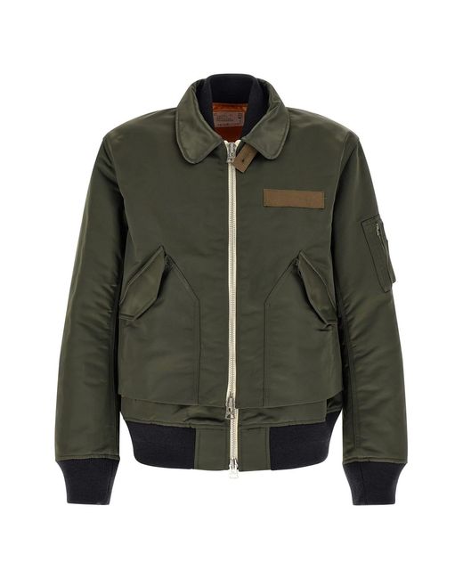 Sacai Green Double Layer Blouson for men