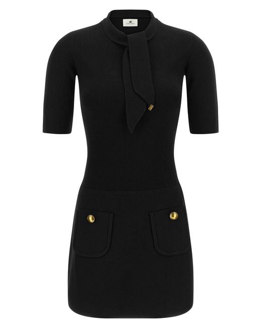 Elisabetta Franchi Black Scarf Dress
