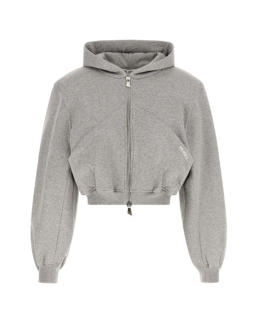 The Attico Gray Cropped Hoodie