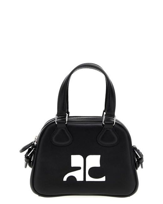Courreges Black 'mini Leather Bowling Bag' Handbag