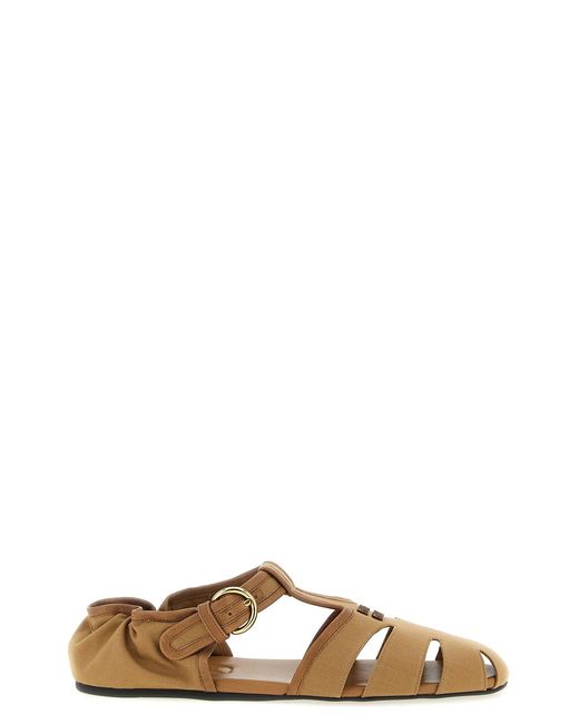 Miu Miu Brown 'ruches' Sandals