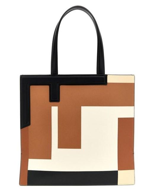 Fendi Black ' Flip Medium' Shopping Bag