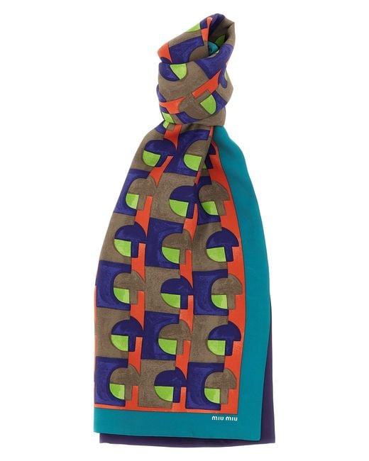 Miu Miu Blue Medium Silk Scarf