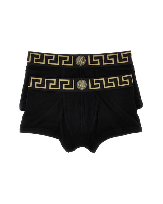 Versace Black 'Greca' 2-Pack Boxers for men