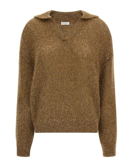 Brunello Cucinelli Green 'dazzling' Polo Shirt