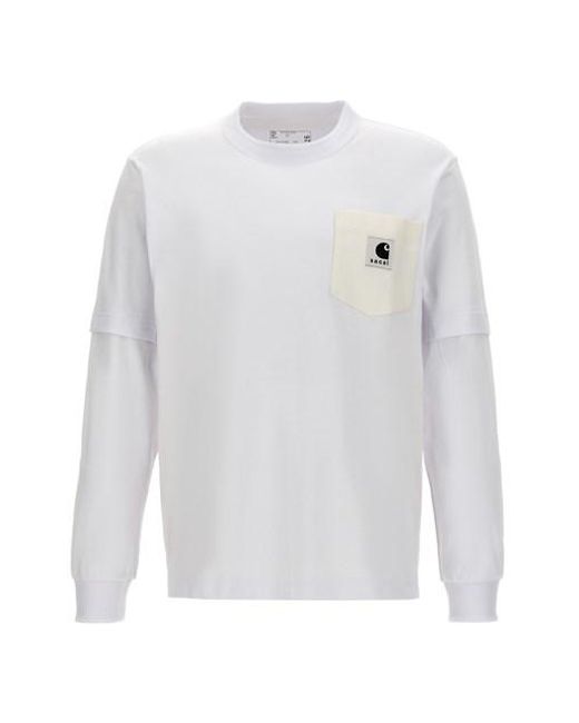 Sacai T-shirt X Carhartt Wip in White for Men | Lyst