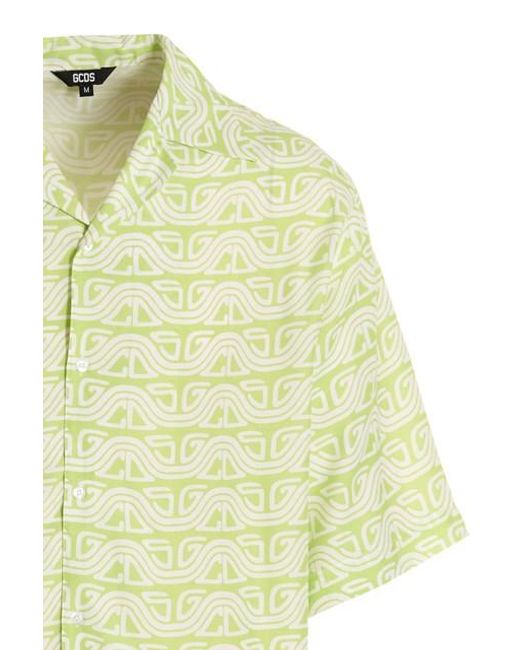 Camicia 'Waved Logo' di Gcds in Yellow da Uomo