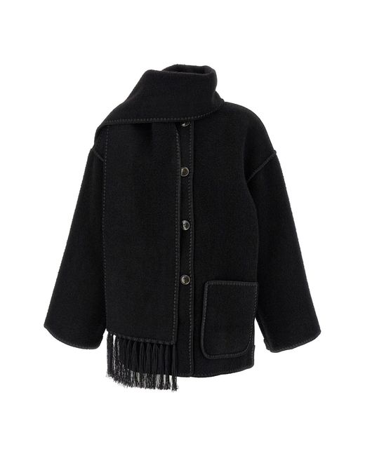 Totême Black 'embroidered Scarf Jacket Harvest' Coat