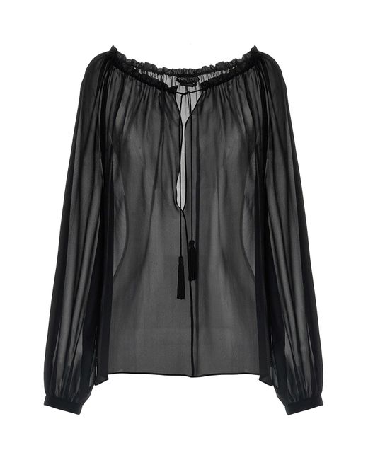 Tom Ford Black Semi-Transparent Silk Blouse