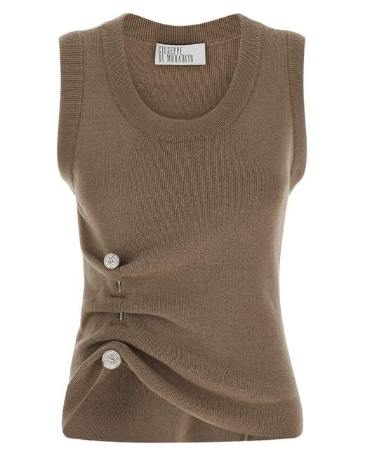 GIUSEPPE DI MORABITO Brown Jewel Brooch Top