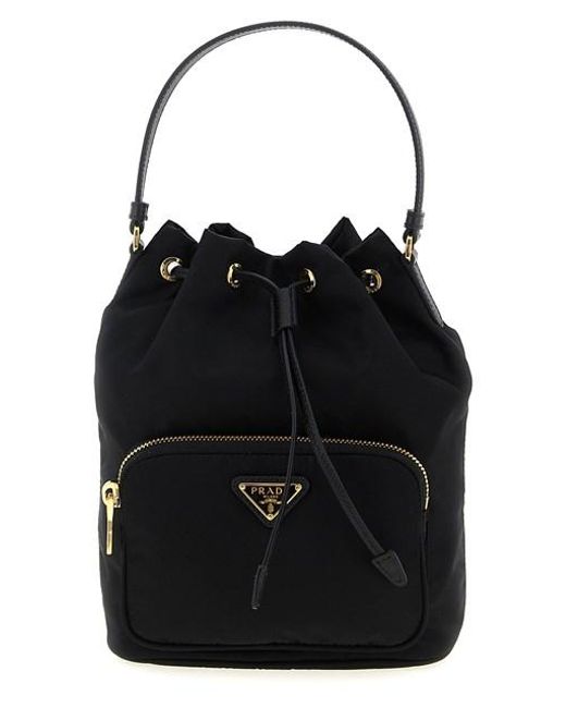Borsa A Secchiello Duet Re-Nylon di Prada in Black