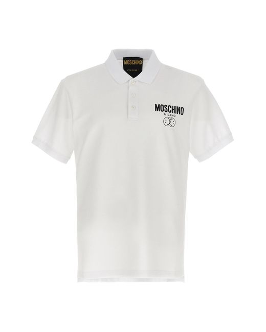 Moschino White 'double Smile' Polo Shirt for men