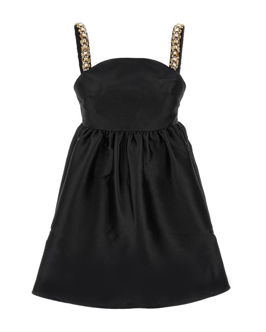 Self-Portrait 'black Taffeta Embellished Mini' Dress