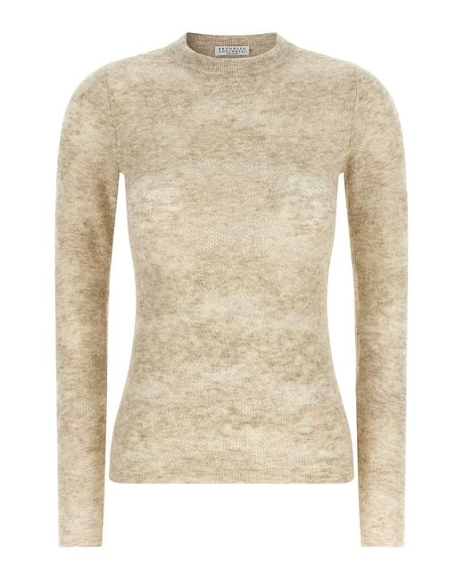 Brunello Cucinelli Natural 'flower Lace' Sweater