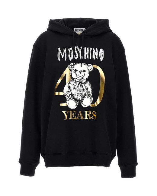 Moschino Black 'teddy 40 Years Of Love' Hoodie