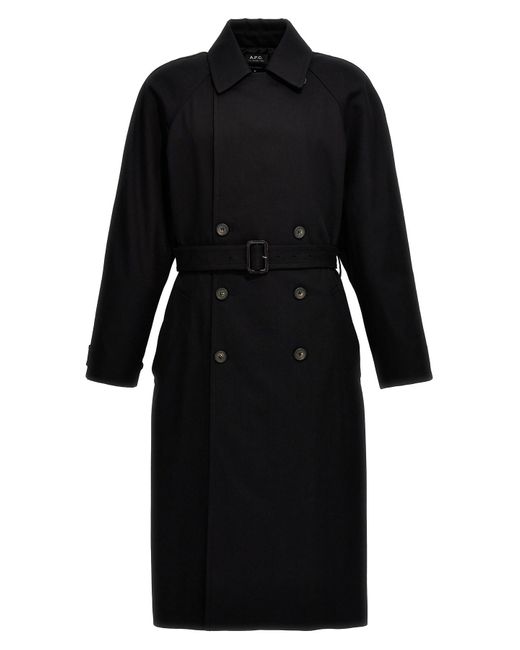 A.P.C. Black 'lou' Trench Coat for men