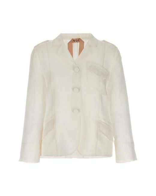 N°21 White Single-breasted Silk Blazer