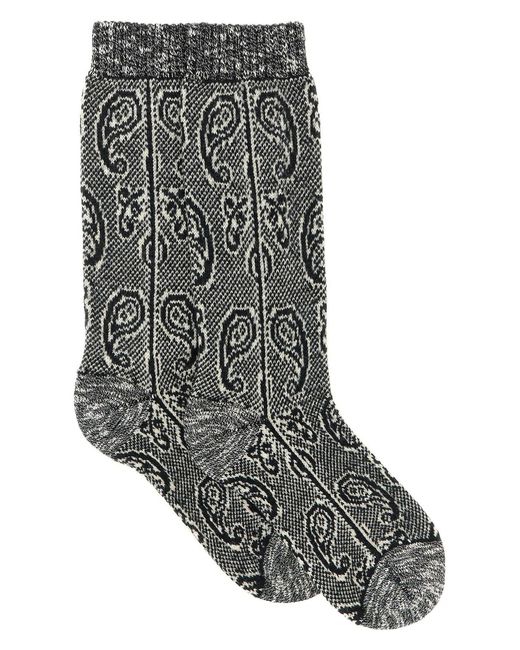 Dries Van Noten Gray Paisley Jacquard Socks