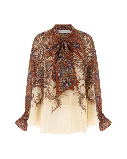 Zimmermann Brown 'rhiannon Tie Neck' Blouse