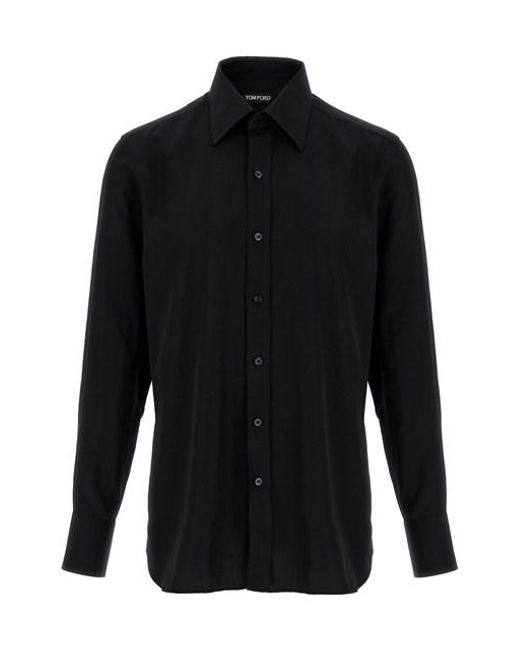 Lyoncell Shirt Camicie Nero-Uomo di Tom Ford in Black da Uomo