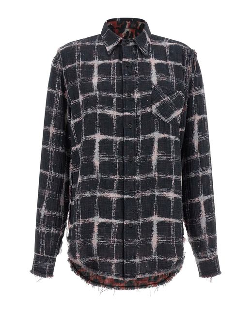 R13 Black Fringed Hem Reversible Shirt