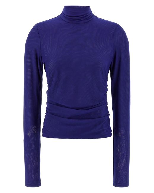 ROTATE BIRGER CHRISTENSEN Blue 'mesh Rouched' Sweater