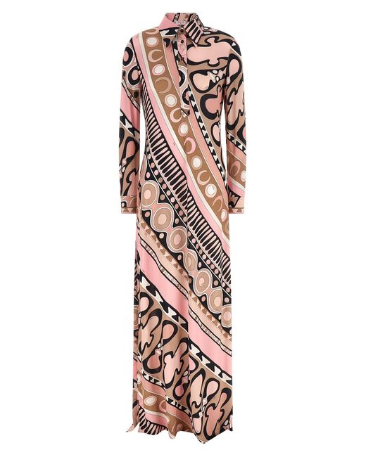Emilio Pucci White Emilio 'Soleil' Print Chemisier Dress