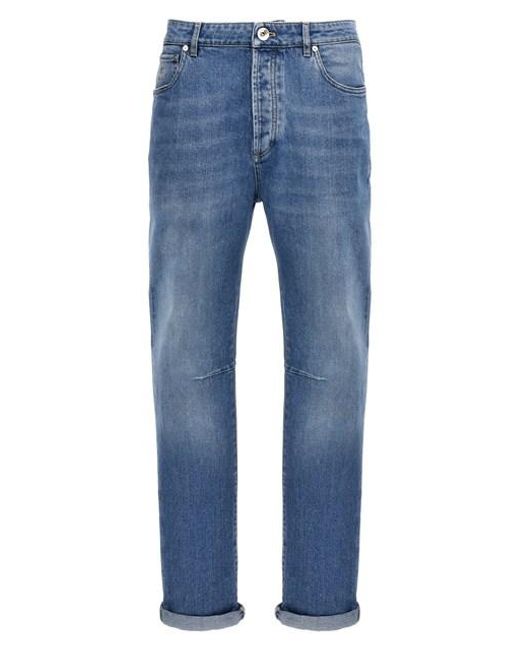 Jeans ricamo logo di Brunello Cucinelli in Blue da Uomo