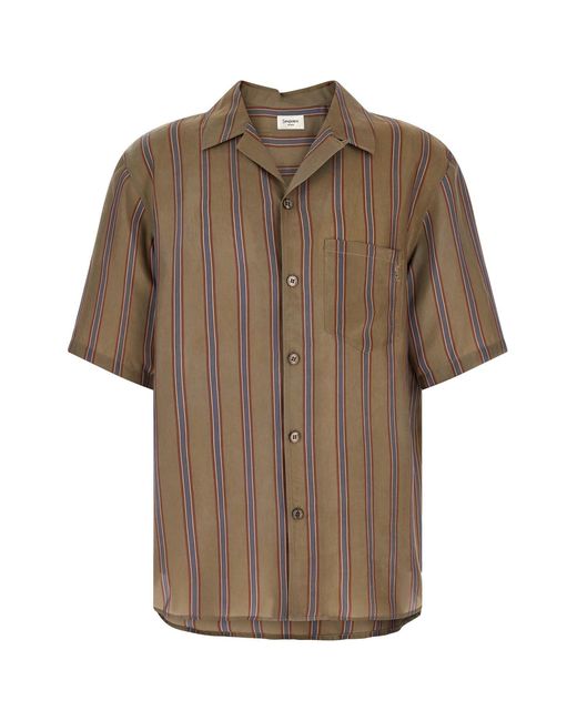 Saint Laurent Brown 'cassandre' Striped Shirt for men