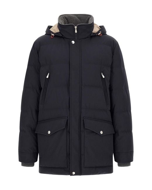 Brunello Cucinelli Blue Quilted Parka for men
