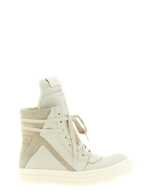 Rick Owens White 'geobasket' Sneakers