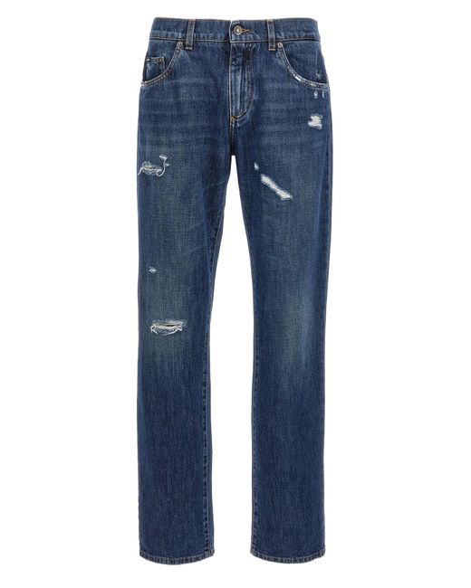 Dolce & Gabbana Blue Used Effect Jeans for men